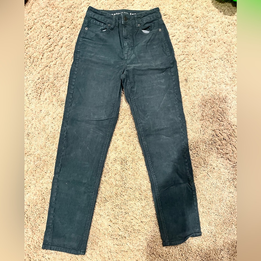 Green corduroy mom jean pants